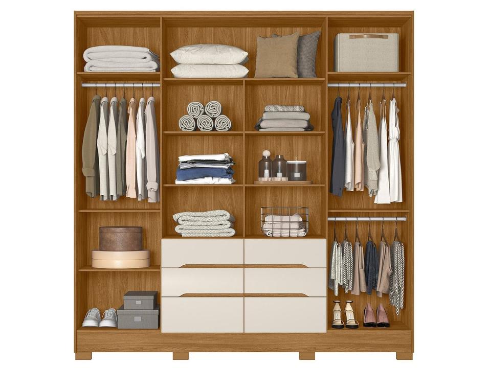 Guarda-roupa Casal com Espelho 6 Gavetas 6 Portas Moval Móveis Crystal San Francisco - 2