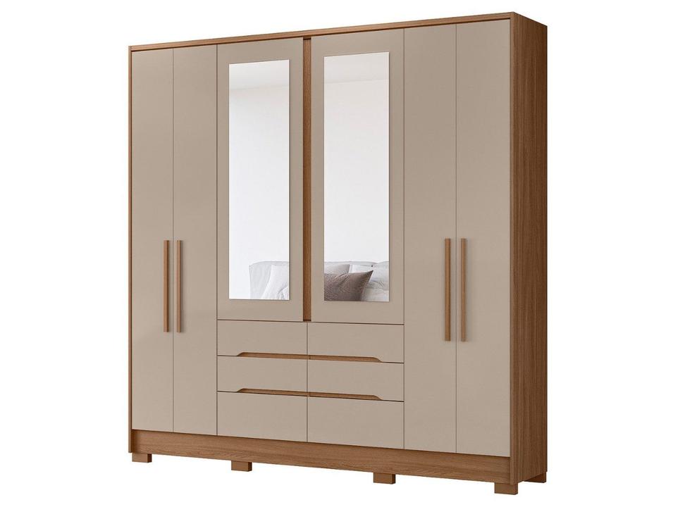 Guarda-roupa Casal com Espelho 6 Gavetas 6 Portas Moval Móveis Crystal San Francisco - 5