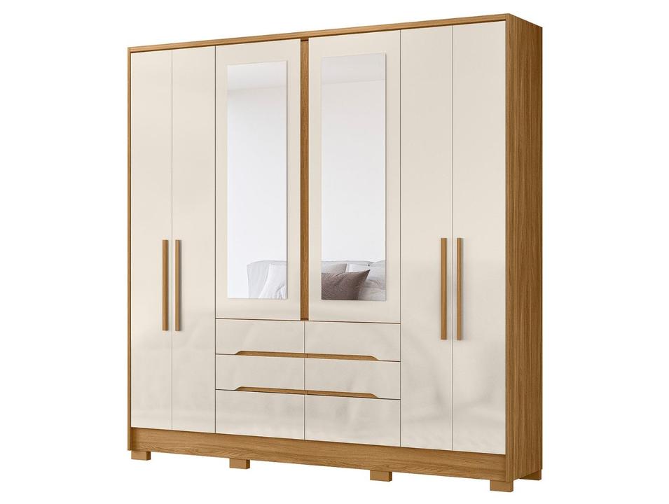 Guarda-roupa Casal com Espelho 6 Gavetas 6 Portas Moval Móveis Crystal San Francisco - 5