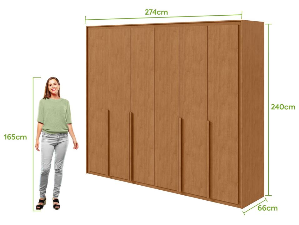Guarda-roupa Casal com Espelho 6 Gavetas 6 Portas Móveis Lopas Imperatore - 4