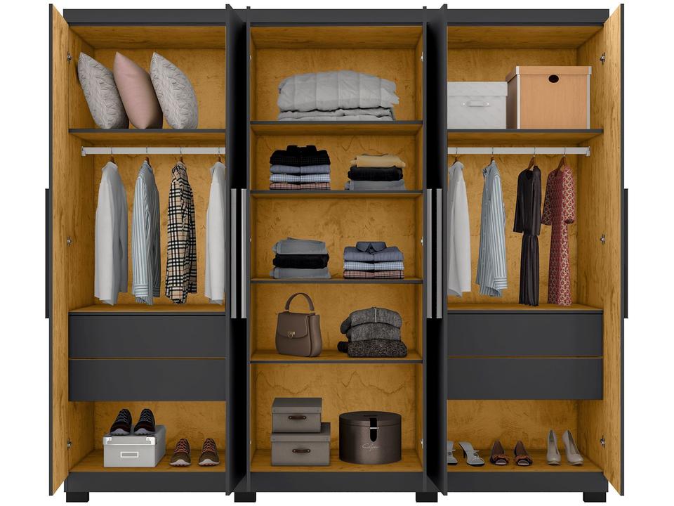 Guarda-roupa Casal com Espelho 6 Portas 4 Gavetas Araplac Braga - 7