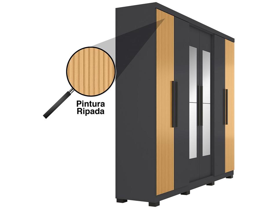 Guarda-roupa Casal com Espelho 6 Portas 4 Gavetas Araplac Braga - 6