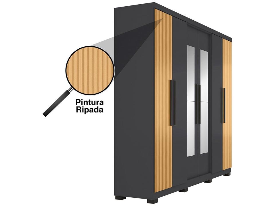 Guarda-roupa Casal com Espelho 6 Portas 4 Gavetas Araplac Braga - 6