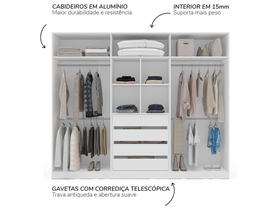 Guarda-roupa Casal com Espelho 6 Portas 4 Gavetas Politorno Porto - 2