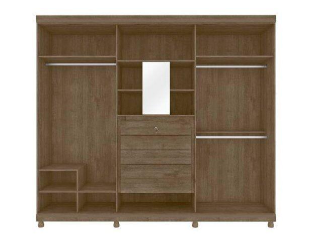Guarda-roupa Casal com Espelho 6 Portas  - 5 Gavetas Móveis Lanza Antares - 8