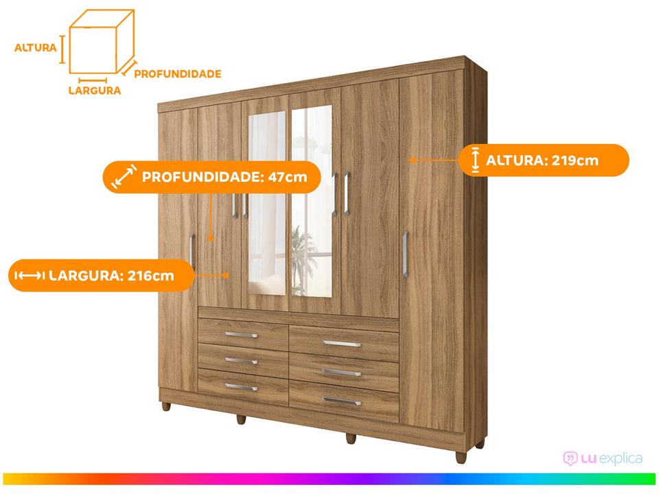 Guarda-roupa Casal com Espelho 6 Portas - 2