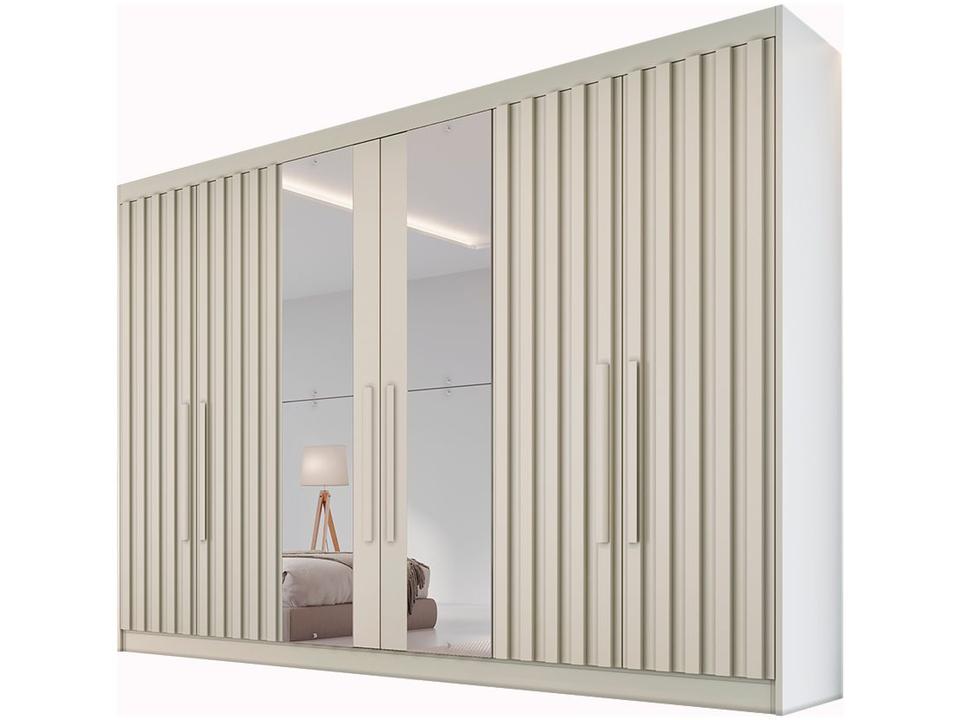 Guarda-roupa Casal com Espelho 6 Portas 6 Gavetas Móveis Europa Ripado Potente - 1