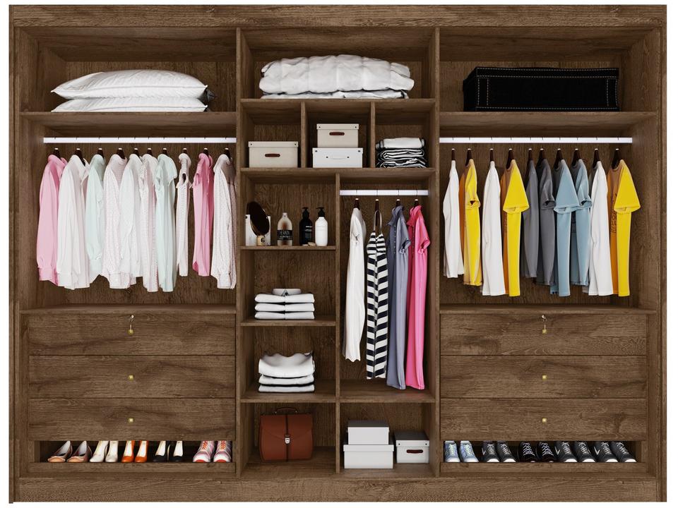 Guarda-roupa Casal com Espelho 6 Portas 6 Gavetas Móveis Europa Ripado Potente - 2