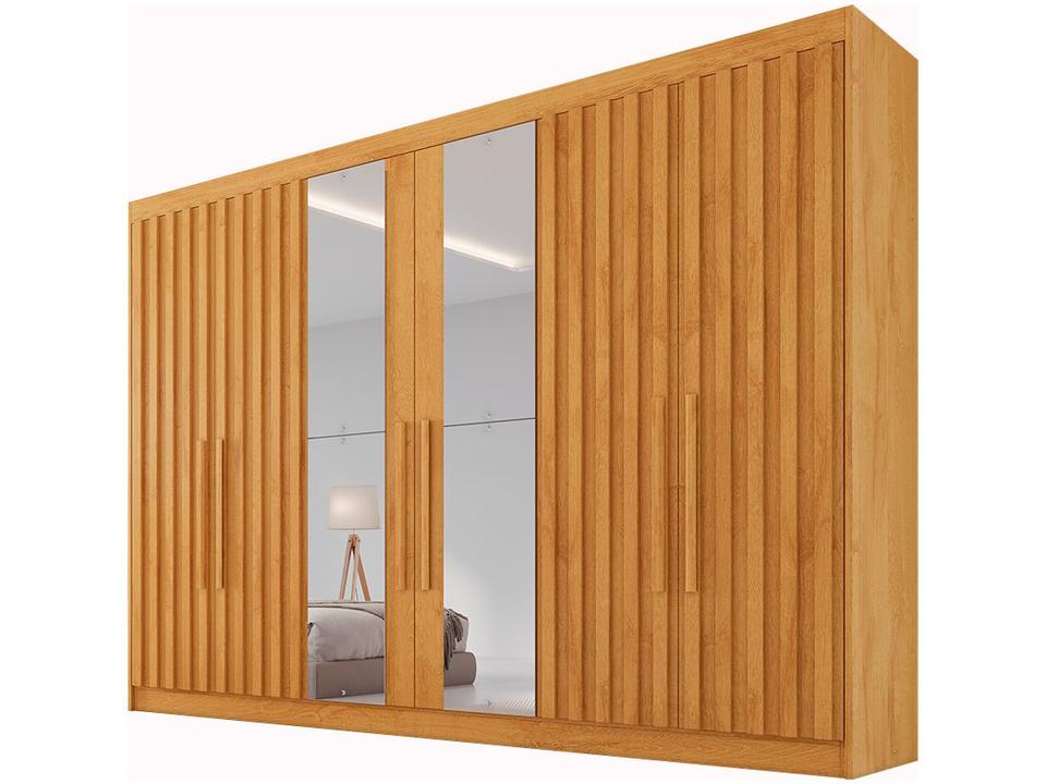 Guarda-roupa Casal com Espelho 6 Portas 6 Gavetas Móveis Europa Ripado Potente - 1