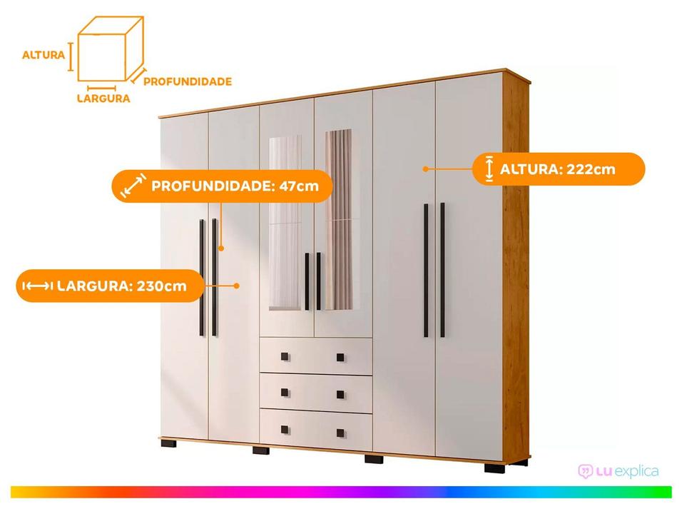 Guarda-roupa Casal com Espelho 6 Portas Araplac Malu - 4