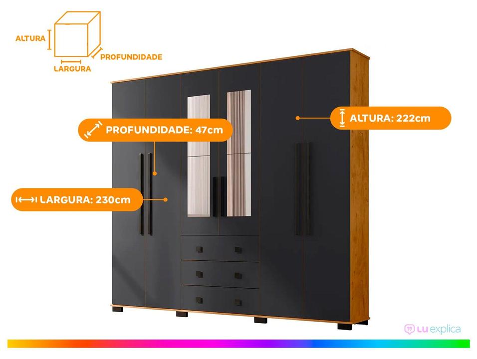 Guarda-roupa Casal com Espelho 6 Portas Araplac Malu - 4
