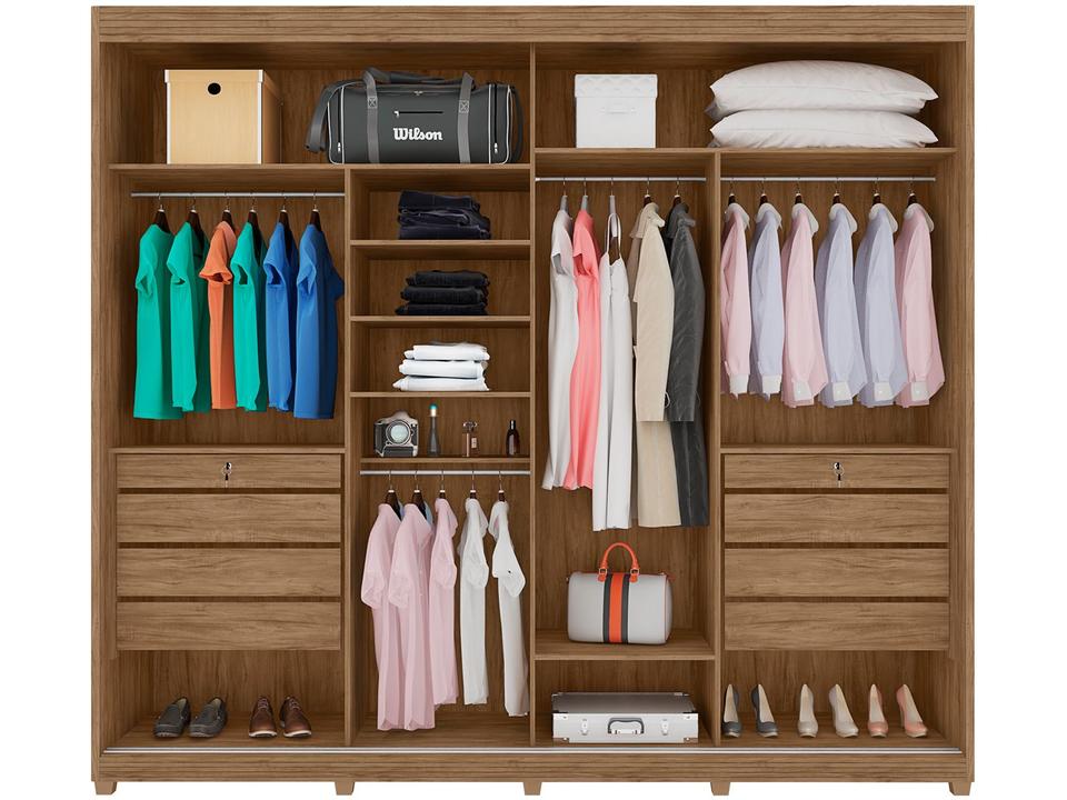 Guarda-roupa Casal com Espelho 8 Gavetas 2 Portas Móveis Lanza Londres - 3