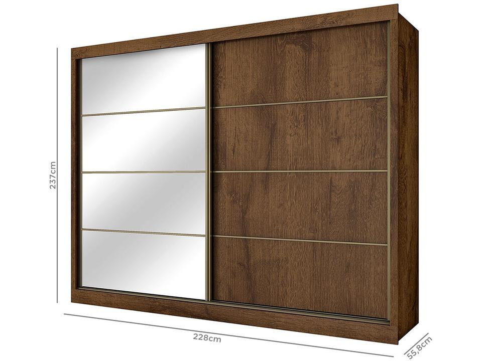 Guarda-roupa Casal MDF 2 Portas de Correr - 12