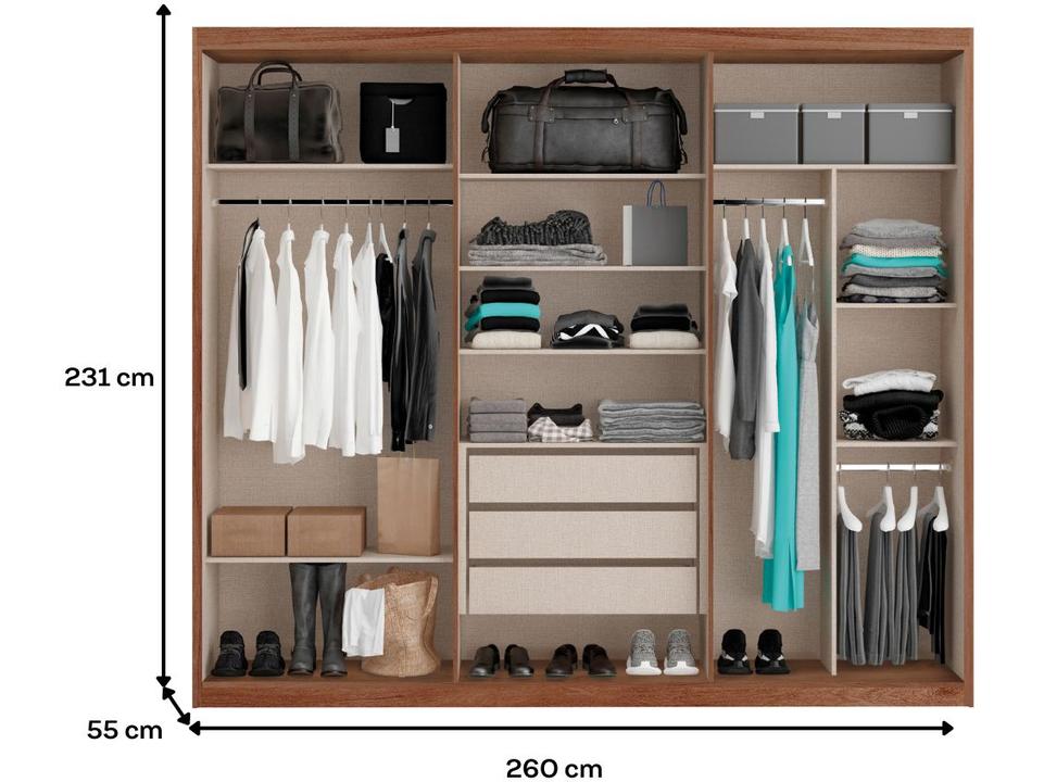 Guarda-roupa Casal Modulado 3 Gavetas 6 Portas Carraro Valley 1155 - 8