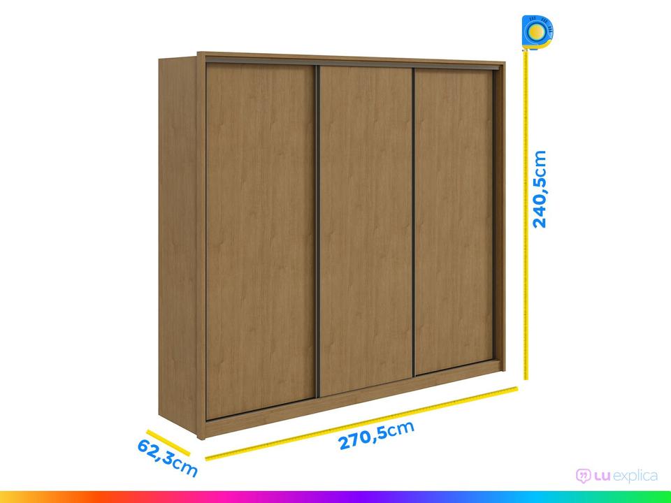 Guarda-roupa Casal Modulado 3 Portas de Correr 6 Gavetas Móveis Lopas Spazio - 11