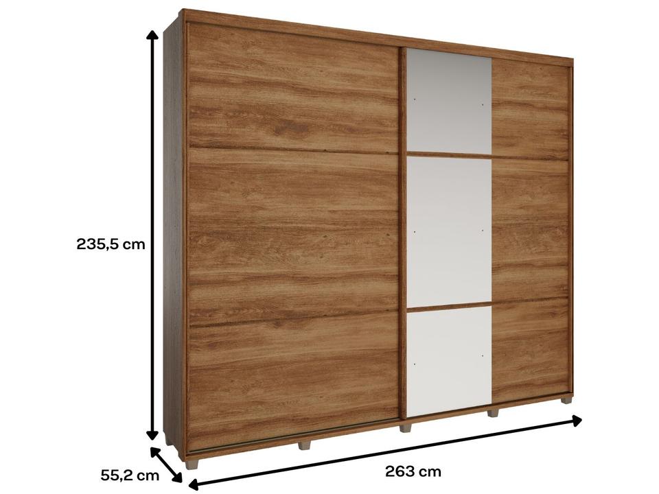 Guarda-roupa Casal Modulado 6 Gavetas 2 Portas de Correr com Espelho Carraro Titan 1173 - 6