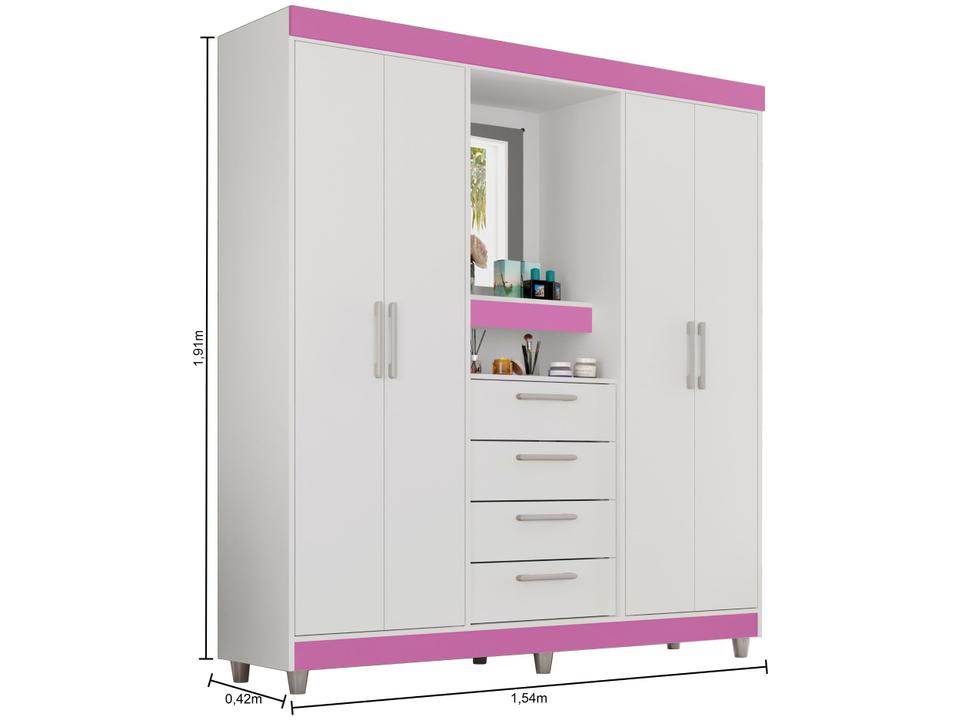 Guarda-roupa com Espelho 4 Portas 4 Gavetas Araplac Pequim - 16