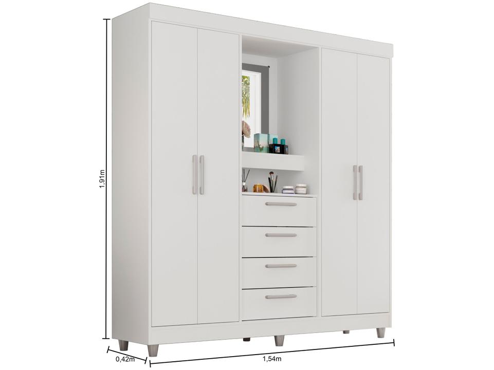 Guarda-roupa com Espelho 4 Portas 4 Gavetas Araplac Pequim - 15