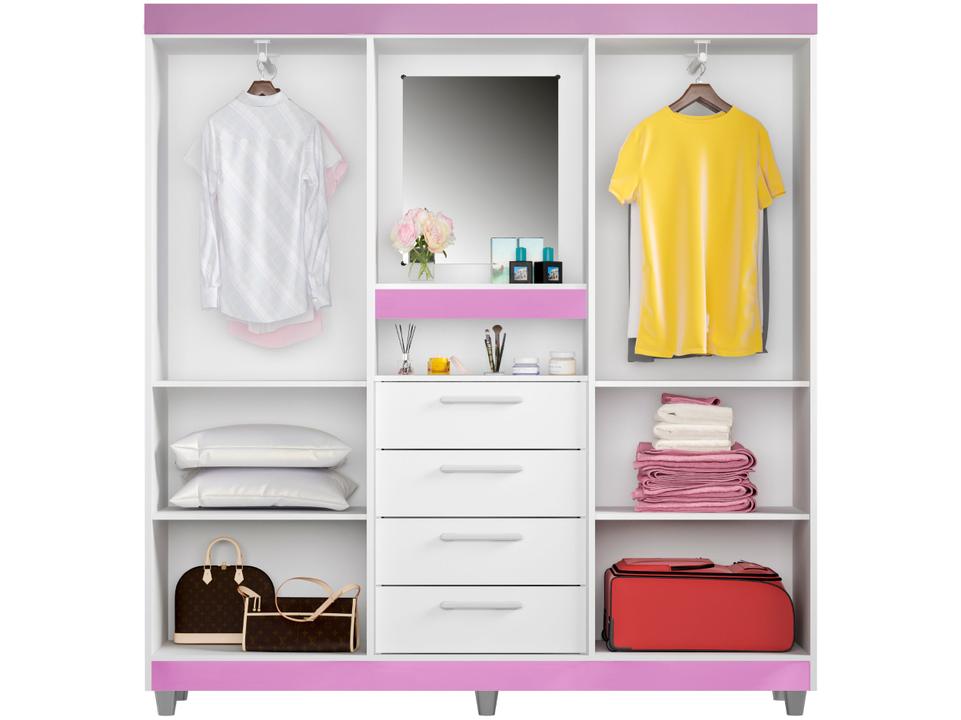 Guarda-roupa com Espelho 4 Portas 4 Gavetas Araplac Pequim - 9