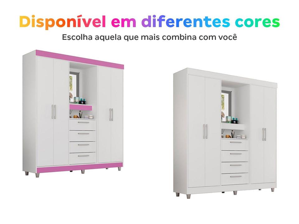 Guarda-roupa com Espelho 4 Portas 4 Gavetas Araplac Pequim - 3