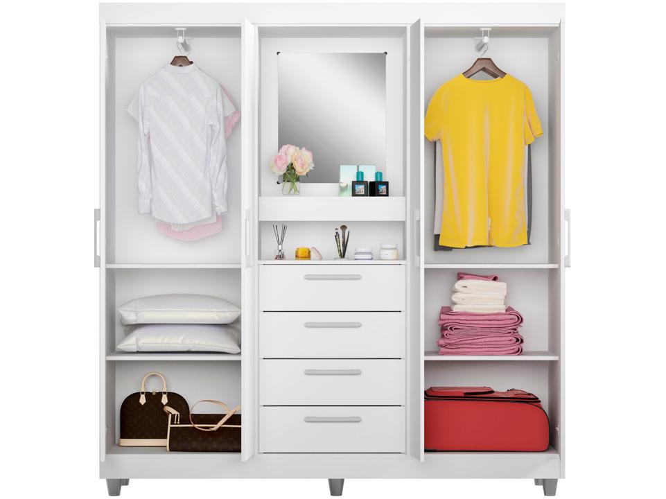 Guarda-roupa com Espelho 4 Portas 4 Gavetas Araplac Pequim - 8