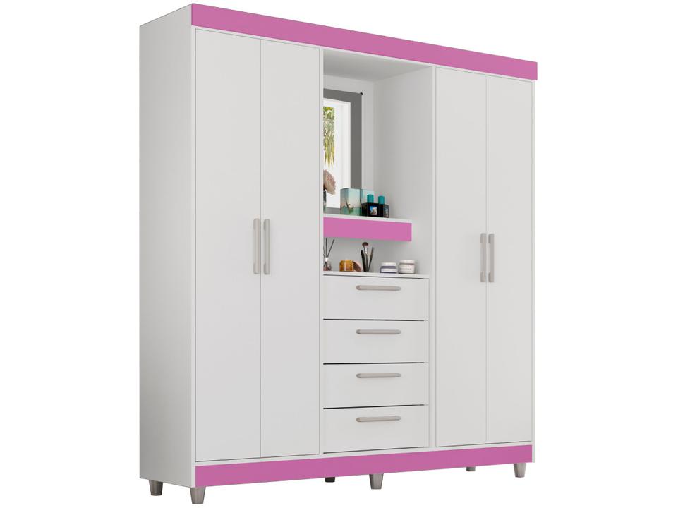 Guarda-roupa com Espelho 4 Portas 4 Gavetas Araplac Pequim - 6