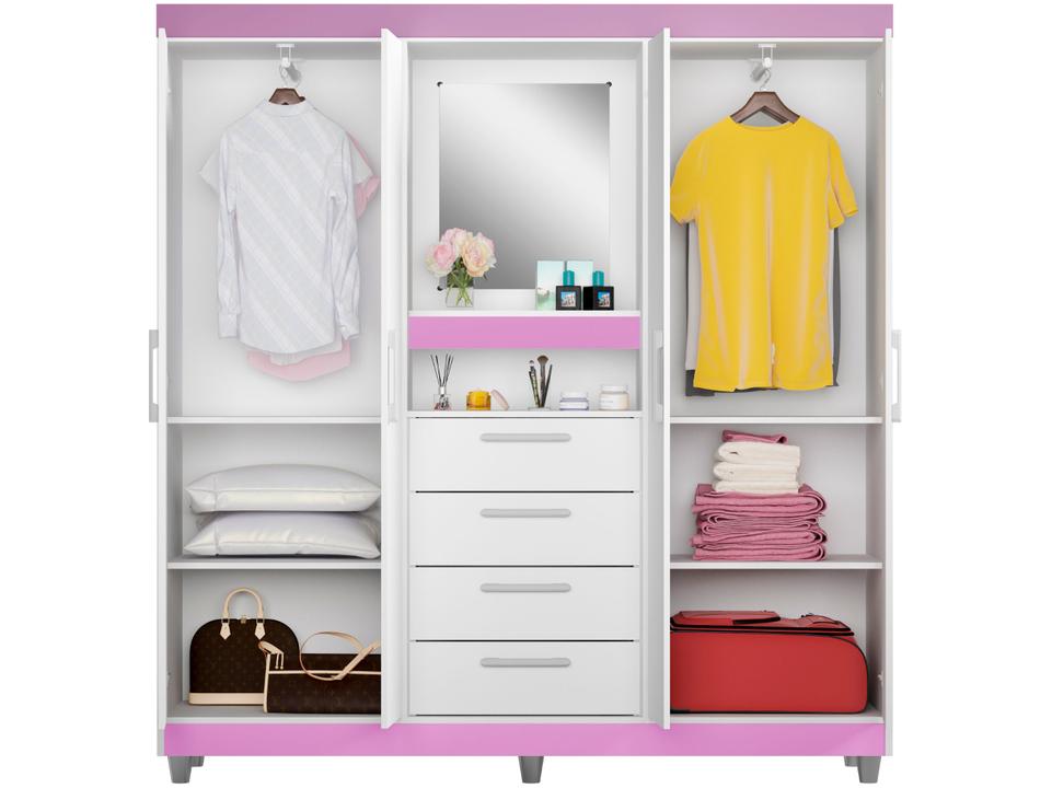 Guarda-roupa com Espelho 4 Portas 4 Gavetas Araplac Pequim - 10