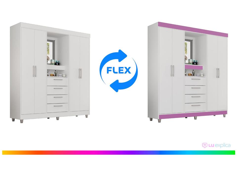 Guarda-roupa com Espelho 4 Portas 4 Gavetas Araplac Pequim - 3