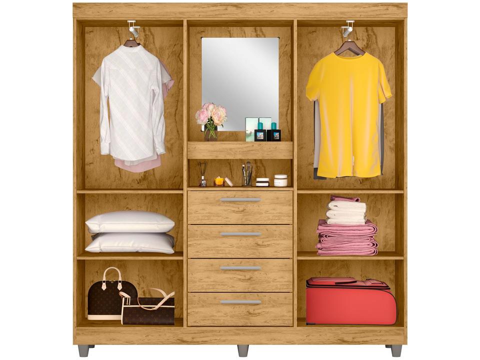 Guarda-roupa com Espelho 4 Portas 4 Gavetas Araplac Pequim - 4