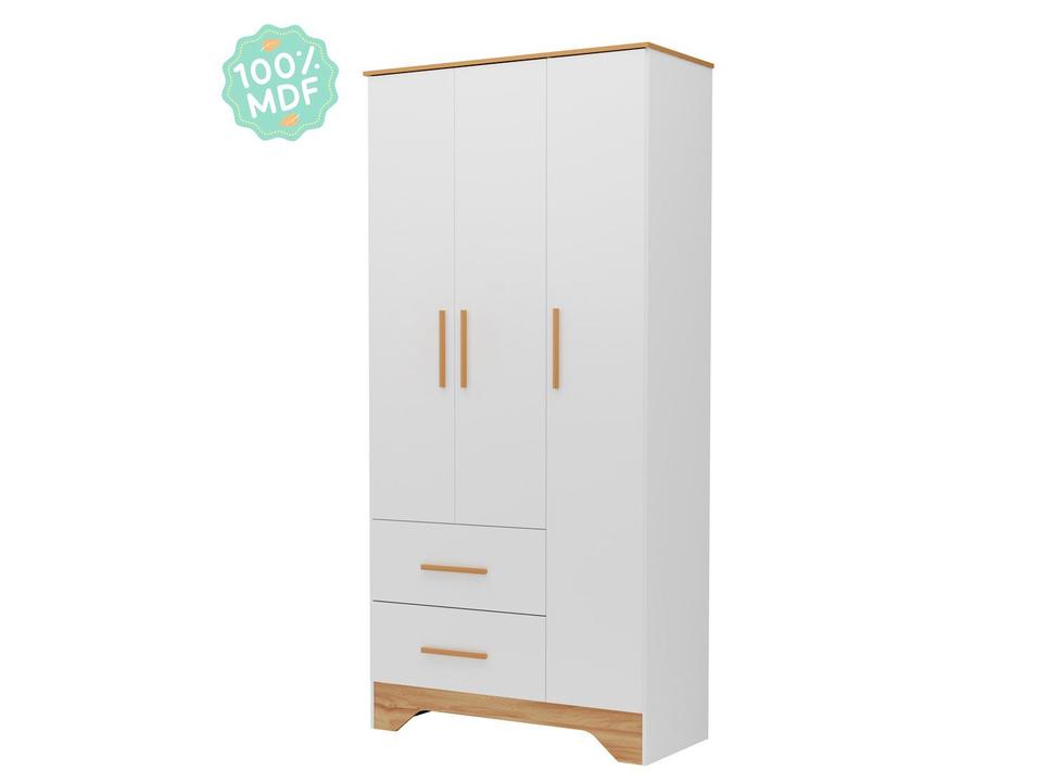 Guarda-roupa de Bebê 2 Gavetas 3 Portas Moveis Peroba Magia - 8