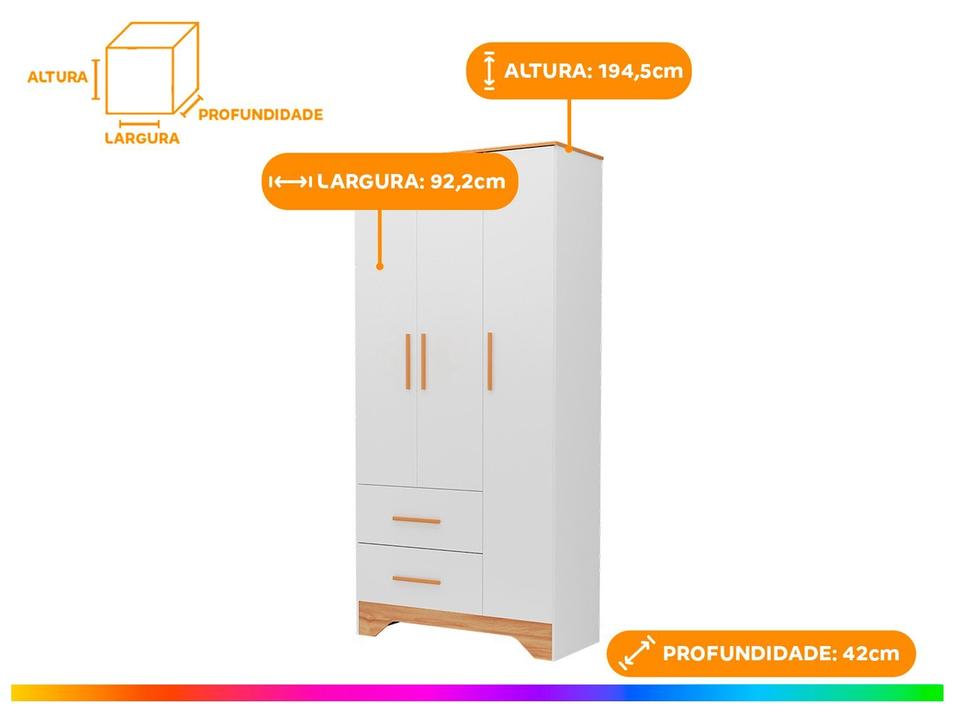 Guarda-roupa de Bebê 2 Gavetas 3 Portas Moveis Peroba Magia - 5