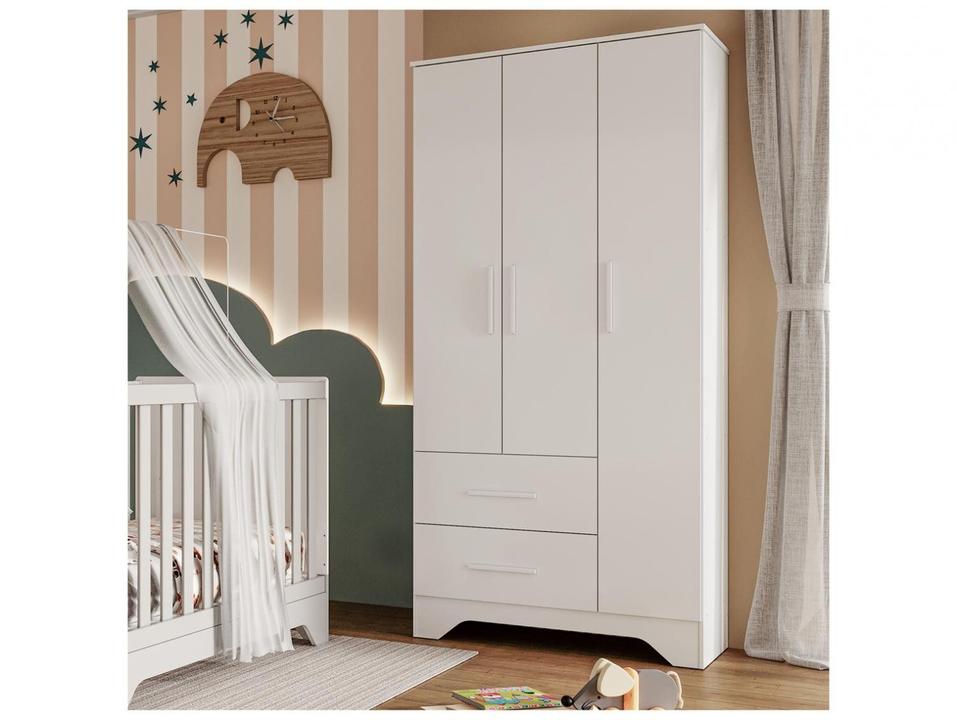Guarda-roupa de Bebê 2 Gavetas 3 Portas Moveis Peroba Magia - 3