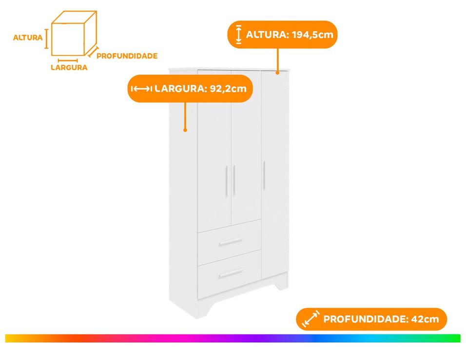 Guarda-roupa de Bebê 2 Gavetas 3 Portas Moveis Peroba Magia - 2