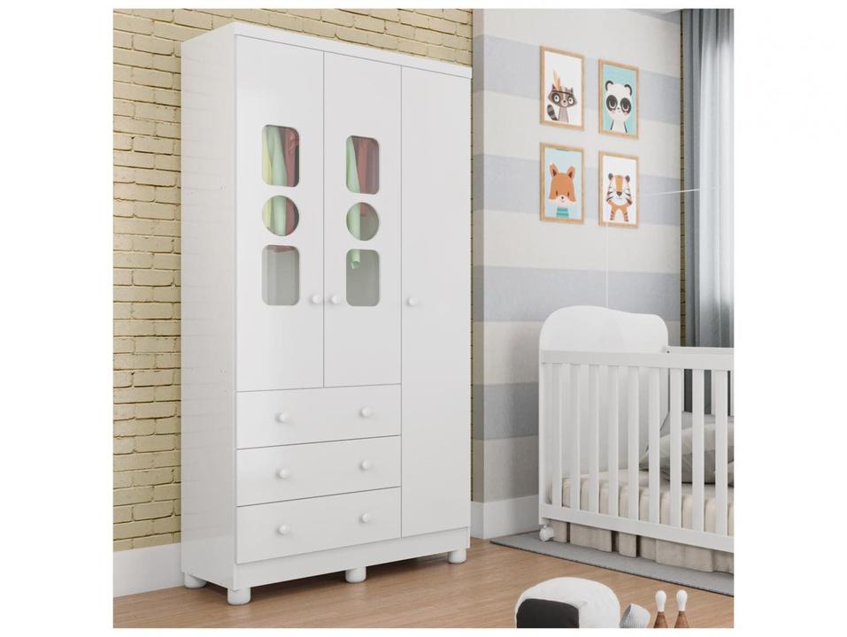 Guarda-roupa de Bebê 3 Gavetas 3 Portas Moveis Peroba Ninho - 3