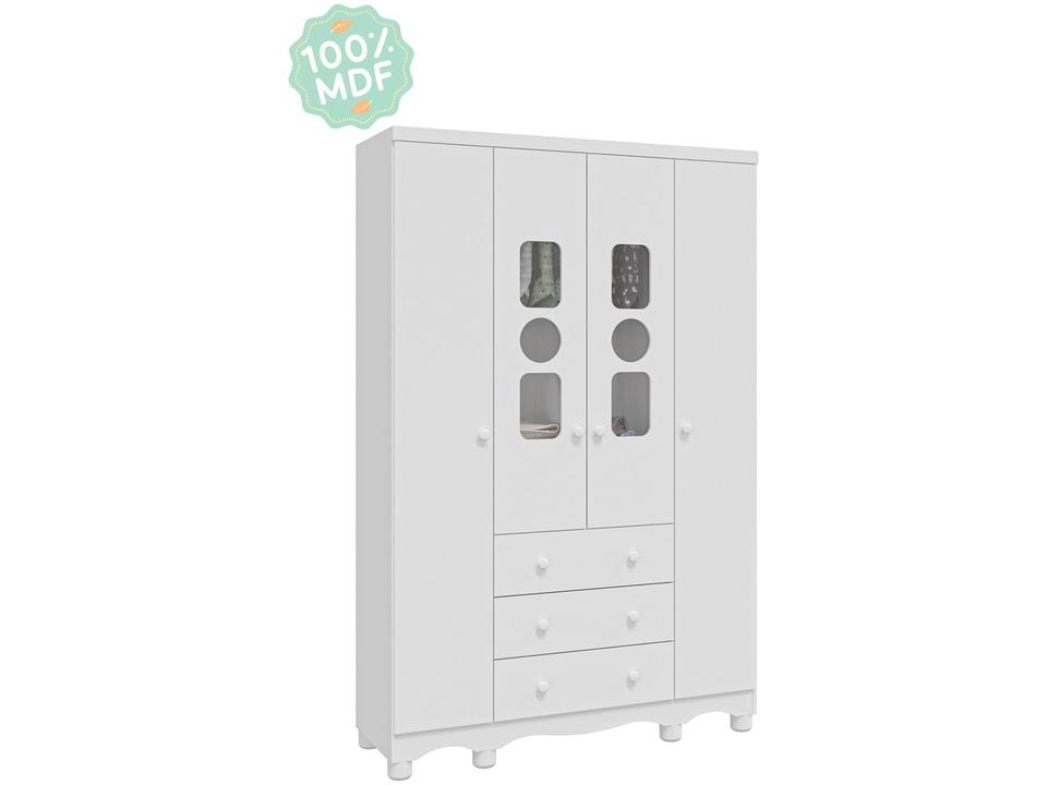Guarda-roupa de Bebê 3 Gavetas 4 Portas Moveis Peroba Ninho - 10