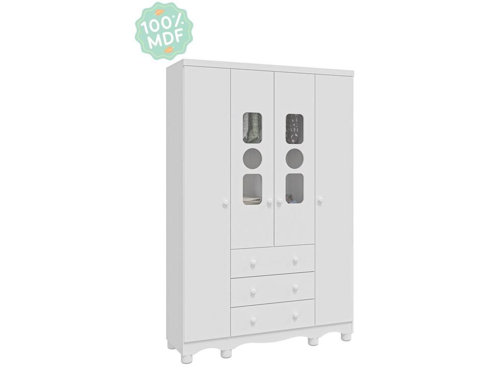 Guarda-roupa de Bebê 3 Gavetas 4 Portas Moveis Peroba Ninho - 10
