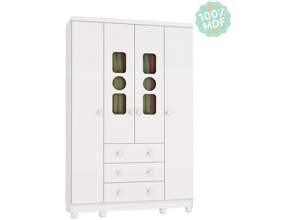Guarda-roupa de Bebê 3 Gavetas 4 Portas Moveis Peroba Ninho - 6
