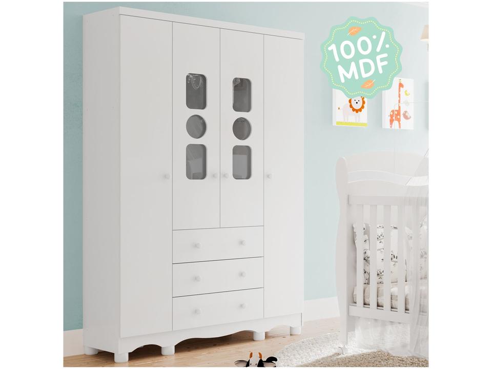 Guarda-roupa de Bebê 3 Gavetas 4 Portas Moveis Peroba Ninho - 3