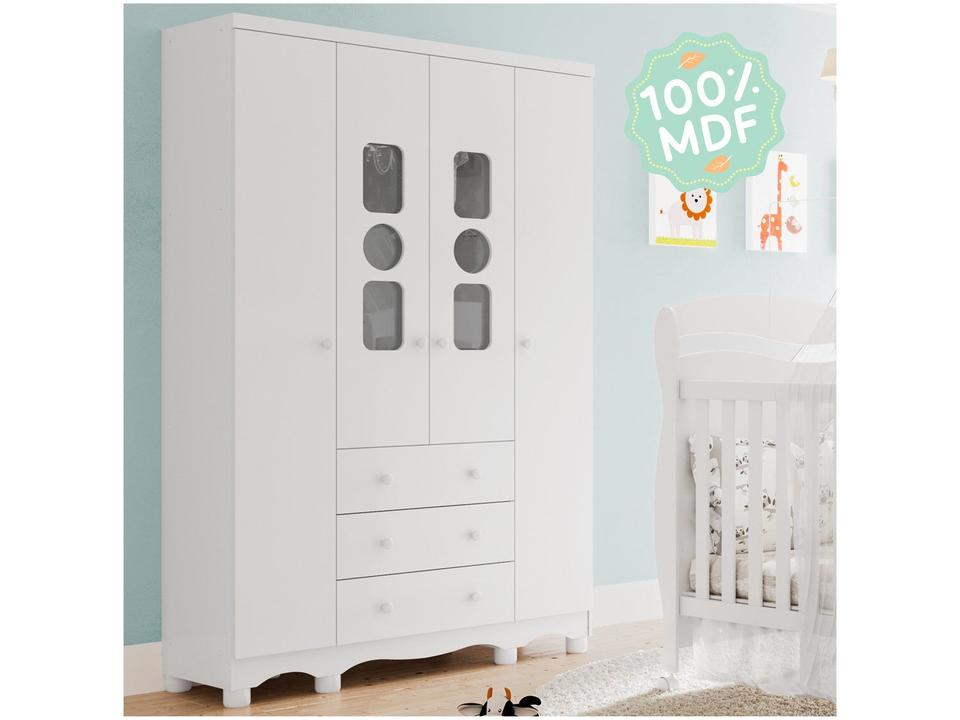Guarda-roupa de Bebê 3 Gavetas 4 Portas Moveis Peroba Ninho - 3