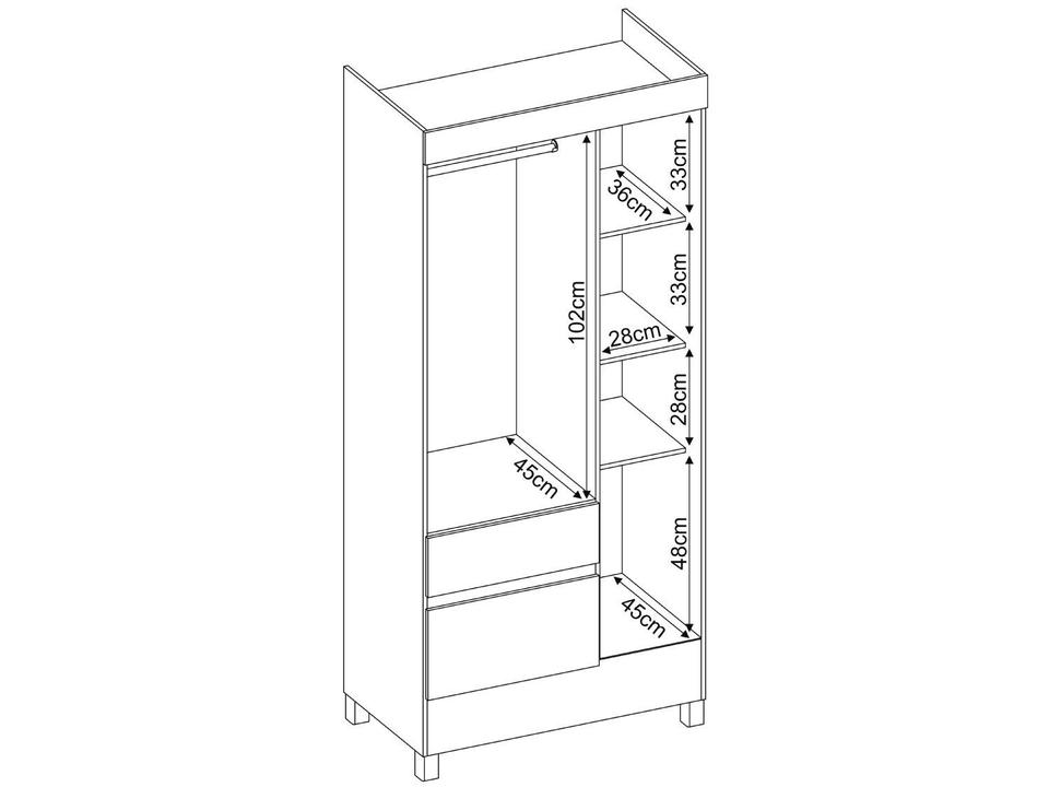 Guarda-roupa Solteiro 2 Gavetas 3 Portas Demóbile Wind - 11