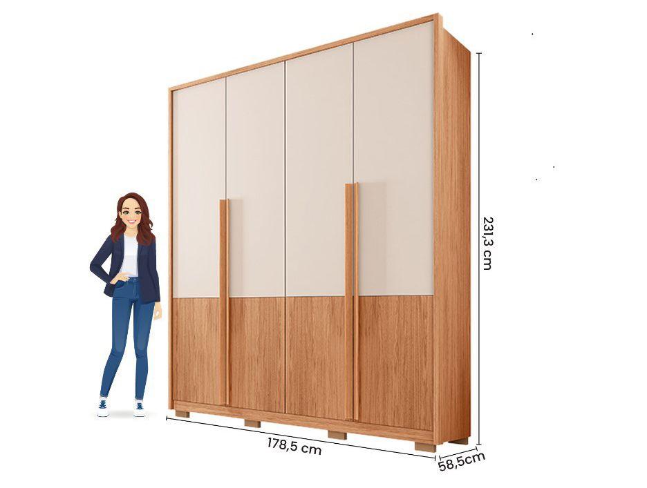 Guarda-roupa Solteiro 3 Gavetas 4 Portas Caemmun Francis - 4