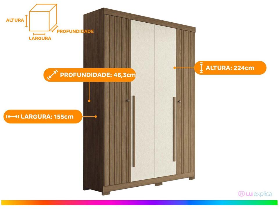 Guarda-roupa Solteiro 4 Portas 2 Gavetas - 2