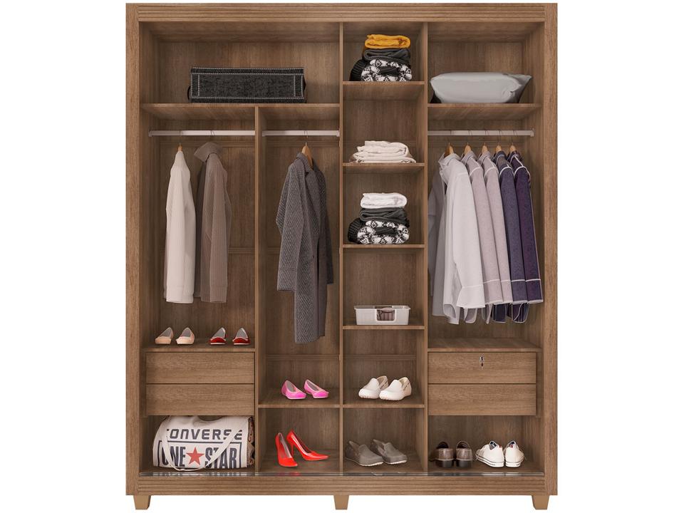 Guarda-roupa Solteiro com Espelho 4 Gavetas 2 Portas de Correr Móveis Lanza Zurique - 3