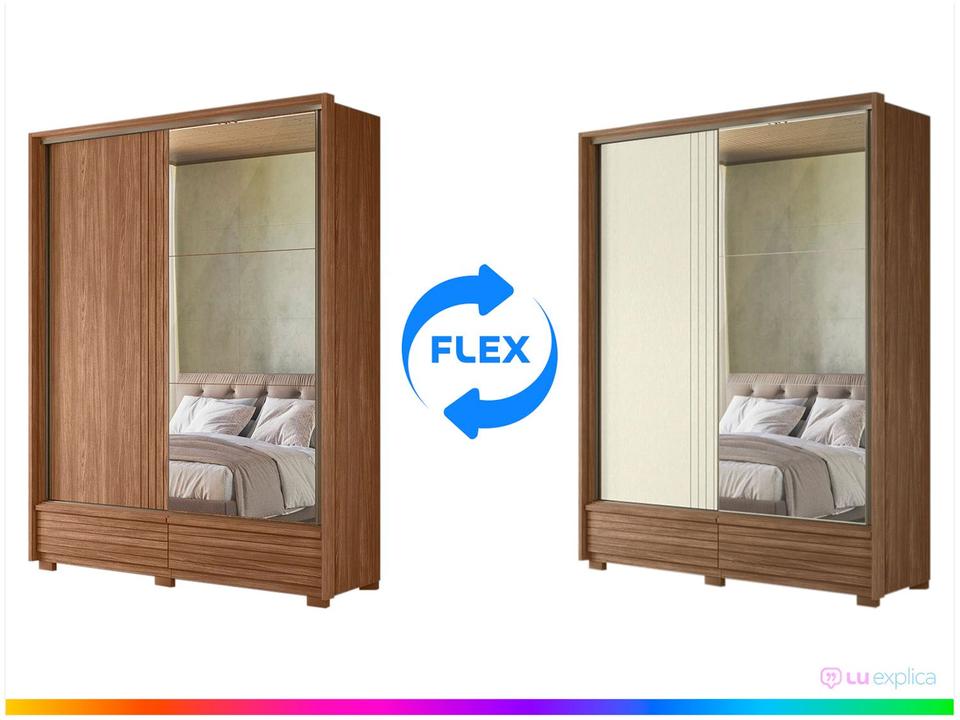 Guarda-roupa Solteiro com Espelho 4 Gavetas 2 Portas Santos Andirá Democrata - 1