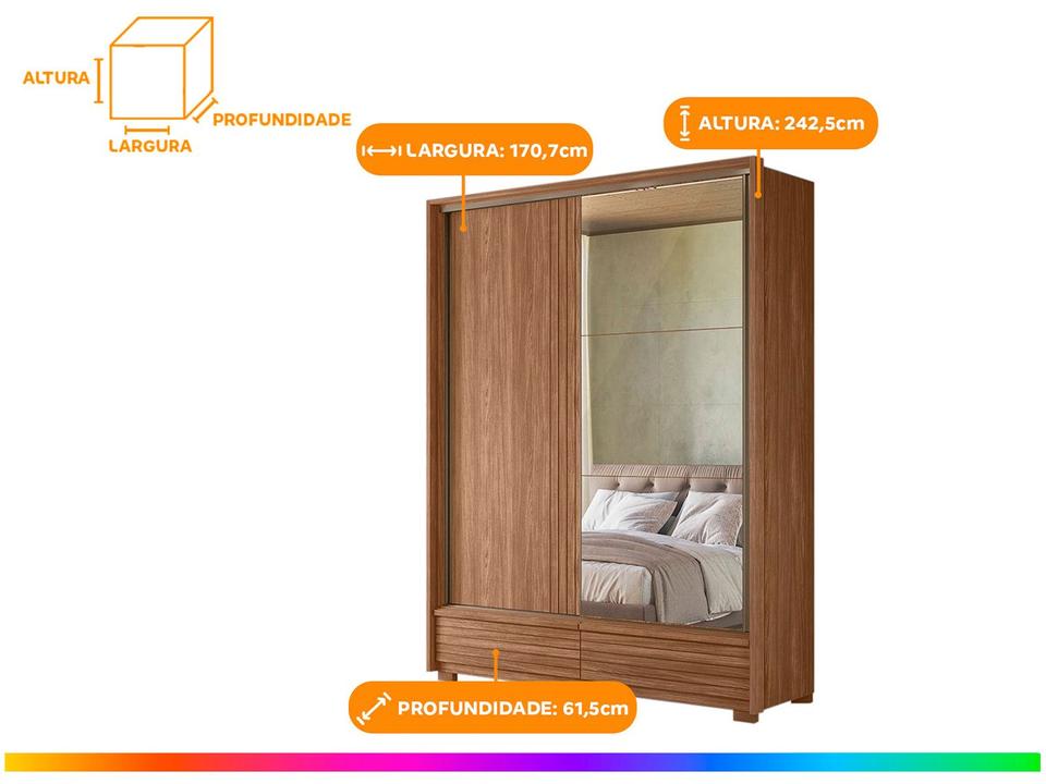 Guarda-roupa Solteiro com Espelho 4 Gavetas 2 Portas Santos Andirá Democrata - 3