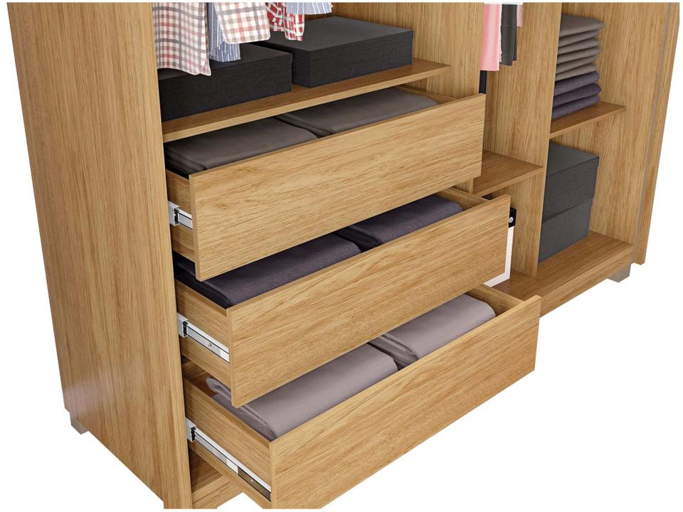 Guarda-roupa Solteiro com Espelho 4 Portas 3 Gavetas Caemmun Belize Ripado - 7