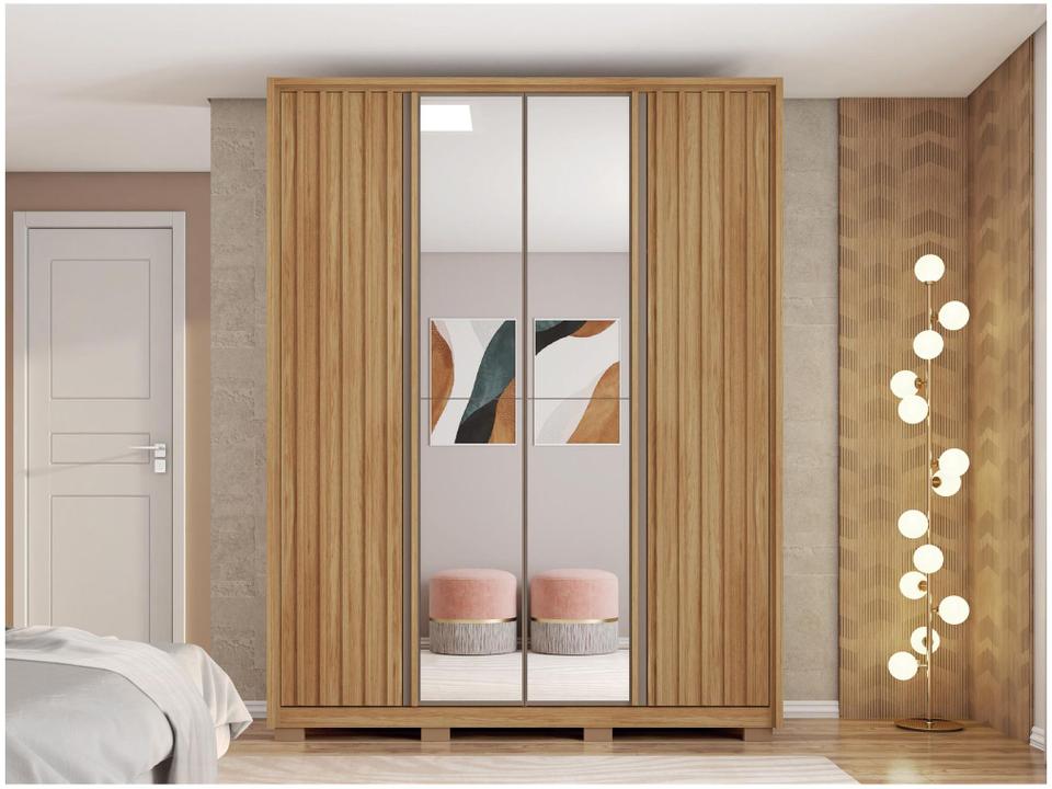 Guarda-roupa Solteiro com Espelho 4 Portas 3 Gavetas Caemmun Belize Ripado - 3