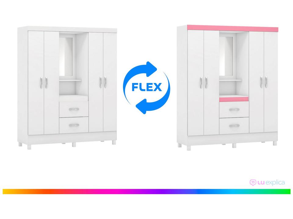 Guarda-roupa Solteiro com Espelho 4 Portas - 1