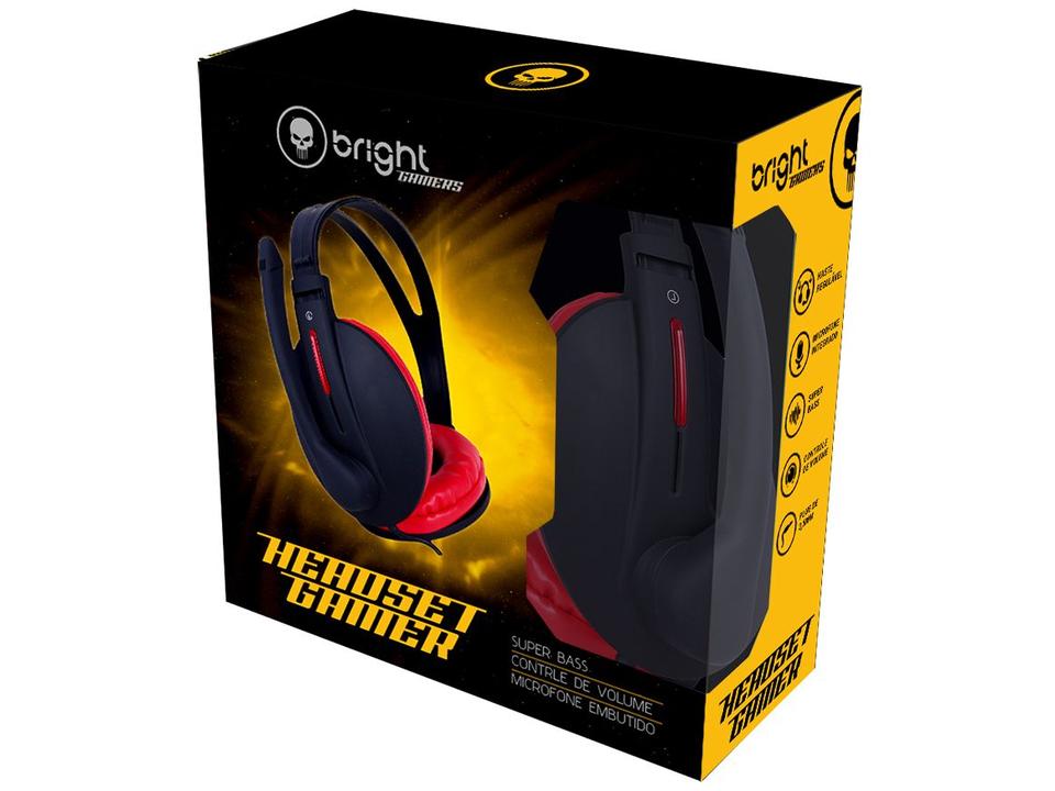 Headset Gamer Bright 0206 P2 Preto e Vermelho - 5