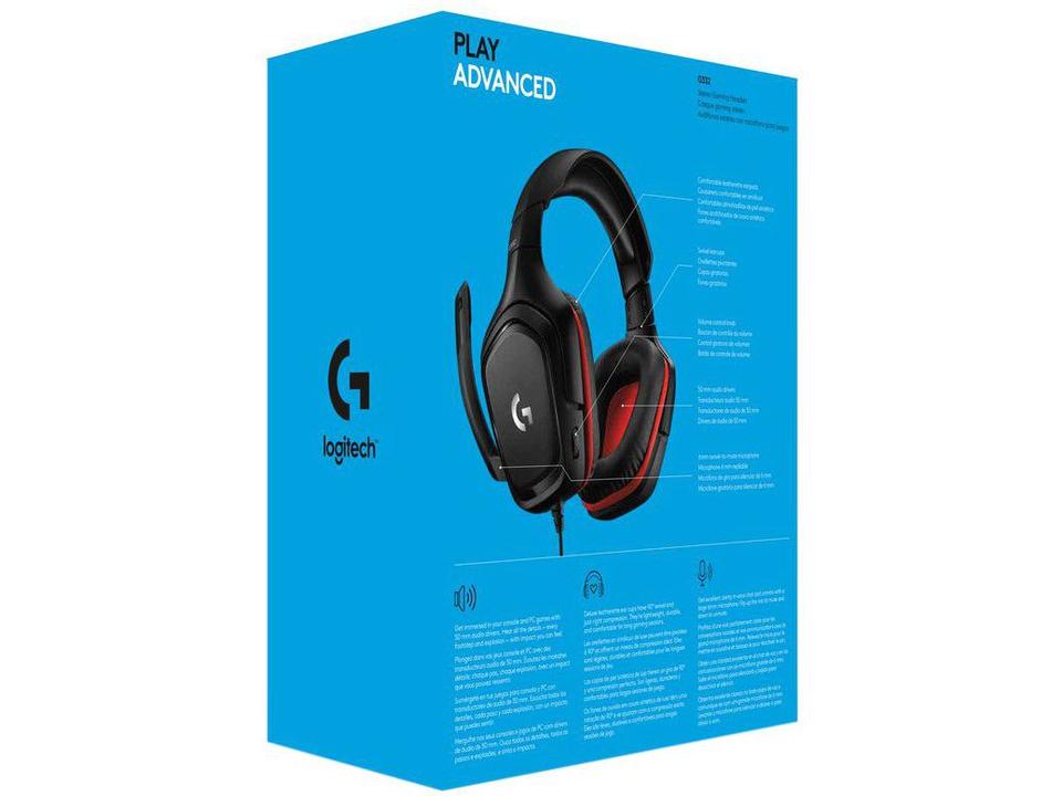 Headset Gamer Logitech G332 PC PS4 Xbox One Preto - 6